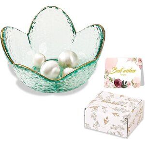 Green Flower Jewelry Dish Glass Ring Holder Dish Jewelry Tray Cute Vanity